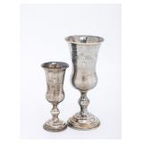 TWO STERLING SILVER KIDDUSH CUPS. American, c. 1920