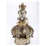 A MONUMENTAL STERLING SILVER TORAH CROWN. American, c. 1935