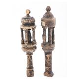 TWO WOOD TORAH FINIALS, Probably Libya, c. 1900