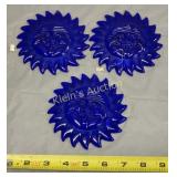 3 dept 56 sun catchers smiling face cobalt 4 1/2'