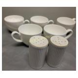 5 Wedgwood porcelain cups & Germany salt & peppers