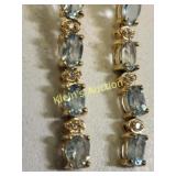 10K gold diamond & topaz drop earrings w/ coa