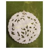 vtg nephrite jade carved pendant 2'