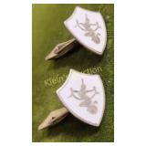 sterling silver shield shape cufflinks w/ goddess