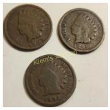 3 Indian head cents 1894,1905,1895