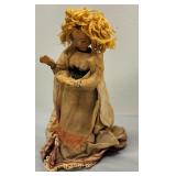 1800's folk art doll cabinet doll wood face