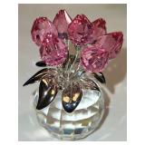 swarovski tulips rose rhodium retired in box