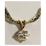 estate necklace w/14K pendant 2 1/2 carat diamond culet