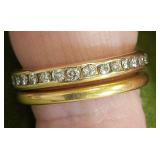 antique 18K yellow gold & diamond wedding ring set