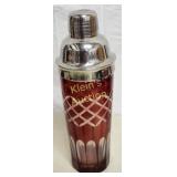 vtg MCM cocktail shaker ruby cut glass