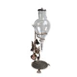 Austrian Wrought Iron and Etched Glass Wine Dispenser