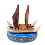 Limoges Carenton Porcelaine Hokulea Voyaging Canoe Box