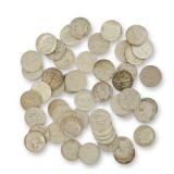 50pc Collection of US 90% Silver Roosevelt Dimes, Mixed Date Bag