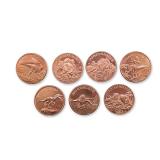 7pc US Dinosaur Copper Rounds