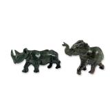 Two Zimbabwean Shona Verdite Stone Animal Sculptures