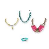 4pc Collection of Faux Turquoise and Beaded Costume Jewelry