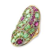Gold Plated Sterling Silver Multi-Gemstone Ring