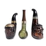 Trio of Avon Vintage Glass Pipe Cologne Bottles