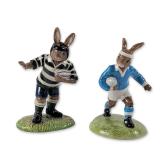 2pc Royal Doulton Bunnykins Rugby Figurines