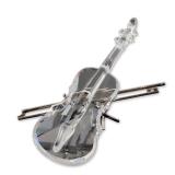 Swarovski Silver Crystal Violin with Bow and Stand