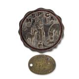 Two MSPCA Bronze Medal and 1934 Rabies Vaccination Tag