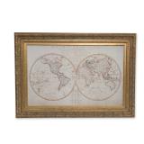 La Mappe Monde by Eustache Herisson Reproduction 1816 French Hand-Colored Engraved World Map
