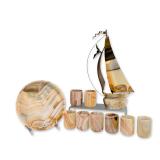 10pc DeMott Onyx and Metal Boat & Shot Glasses with Charger