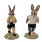 2pc Royal Doulton Soccer Bunnykins Figurines