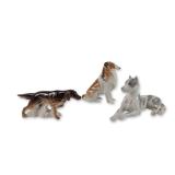 3pc Lomonosov Russian Porcelain Dog Figurines