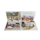 4pc Collection of Jacquelyne A. Lotz (American, b. 1935) Architectural and Coastal Prints