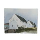 Jacquelyne A. Lotz (American, b. 1935) Original Watercolor on Paper, Saltbox Houses, Signed
