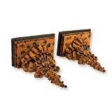 Pair of Hollywood Regency Style Composite Wall Shelves