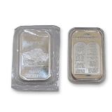 2pc Buffalo and Ten Commandments .999 Fine Silver Bullion Bars