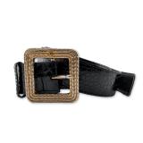 Chanel Made in Italy Black Crocodile Leather Belt