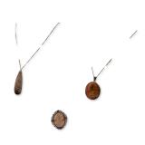 3pc Vintage Agate, Amber, and Cameo Gold-Plated Jewelry