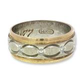 14K Two-Tone Gold Textured Wedding Band