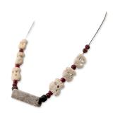 Artisan Carved Bone and Stone Pendant Necklace