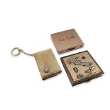 3pc Mid-Century Gold-Tone Coin Dispenser, Powder Compact & Address Book Keychain