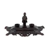 Maitland-Smith Rococo Style Brass Figural Inkstand