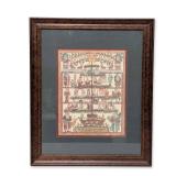 Dennis Eavenson (American b. 1950) Framed Paper-Cut Art Print, Antique Santas