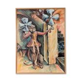 Neo-Expressionist Surrealist Monkey Oil on Canvas Painting