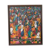 Willim Ditovil (Haitian 20th-21st century) Gouache on Canvas, Market Scene, Signed