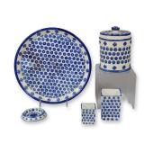 6pc Wedgwood Blue and White Rosette Tableware