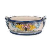 Italian Majolica Ceramic Footed Basin