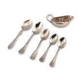 6pc Silver-Plated Spoons and Creamer