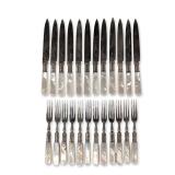 24pc C.W. Fletcher & Sons Silver Plated and Mother of Pearl Dessert Set