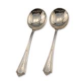 2pc Gorham Plymouth Pattern Sterling Silver Bouillon Spoons