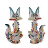 Pair of Mid-Century Modern Ceramic Stylized Fox Shakers