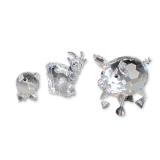 3pc Swarovski Silver Crystal Barnyard Animal Figurines