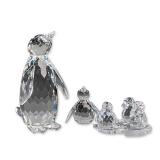 6pc Swarovski Silver Crystal Penguin Figurines with Base